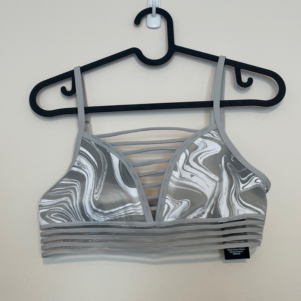 Pink Gray Marble Sportsbra